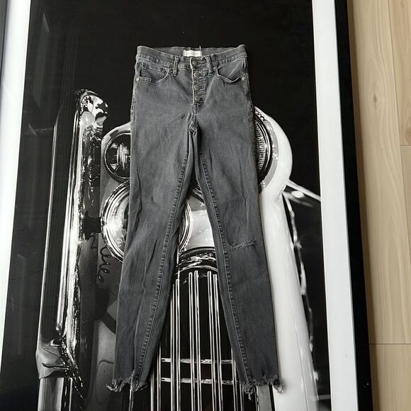 Womens MADEWELL 9" Eco Mid-Rise Button Front Skinny Jean 28 Tall Black Jean - Picture 2 of 7